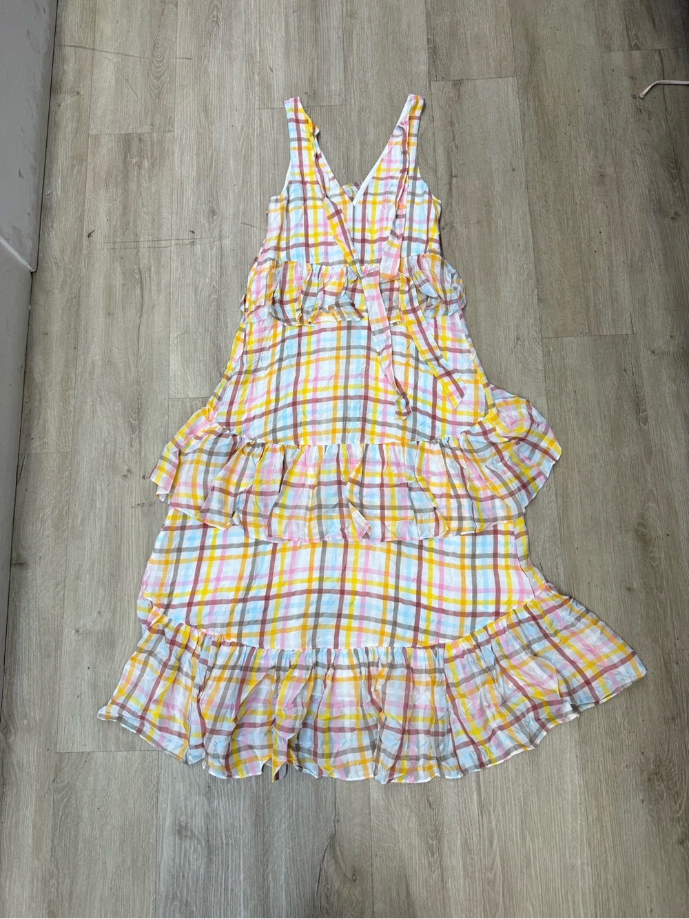 CINQ A SEPT Astor Sleeveless Tiered Plaid Maxi Dress Size 0